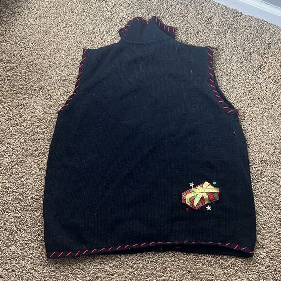 DISIGNERS‎ ORIGINALS STUDIO SWEATER ZIP COLLARED LARGE CHRISTMAS TREE GIFTS VEST - Picture 8 of 10